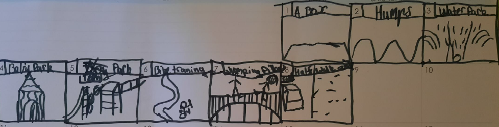 A child's concept drawing of a pump track