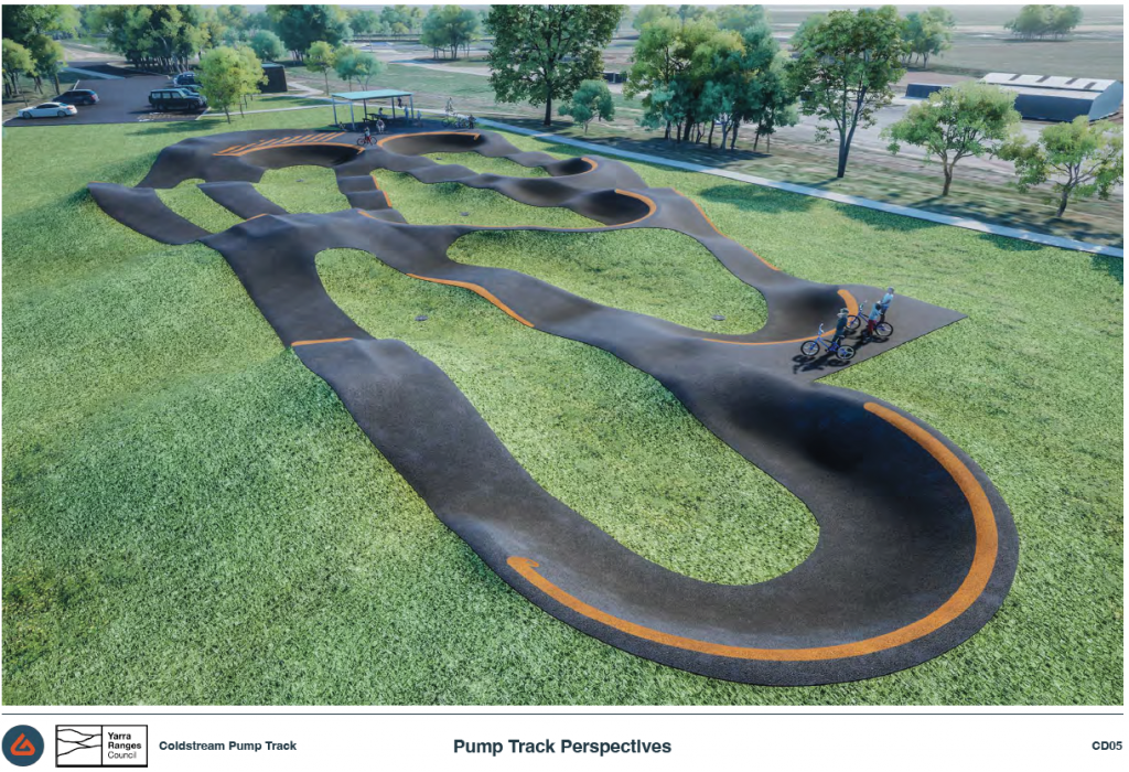 A 3D render of the winning concept design for Coldstream Pump Track
